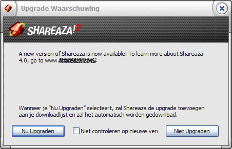 Shareaza Upgrade Waarschuwing